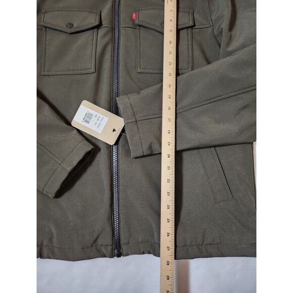 Levi’s Men’s Hooded Trucker Jacket – Size Large, Olive, Sherpa-Lined Softshell - Picture 5 of 9